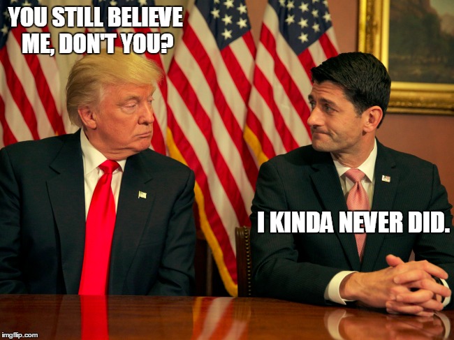Now the plan is to use US TAX MONEY for "the wall" and Mexico will "reimburse" us!  LOL | YOU STILL BELIEVE ME, DON'T YOU? I KINDA NEVER DID. | image tagged in trump | made w/ Imgflip meme maker