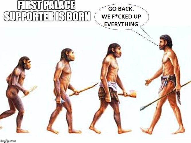 evolution | FIRST PALACE SUPPORTER IS BORN | image tagged in evolution | made w/ Imgflip meme maker
