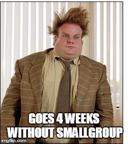 Chris Farley Hair | GOES 4 WEEKS WITHOUT SMALLGROUP | image tagged in chris farley hair | made w/ Imgflip meme maker