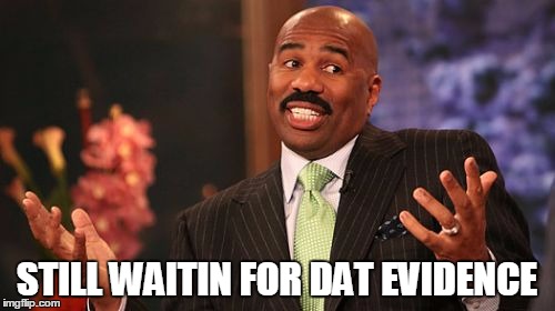 Steve Harvey Meme | STILL WAITIN FOR DAT EVIDENCE | image tagged in memes,steve harvey | made w/ Imgflip meme maker