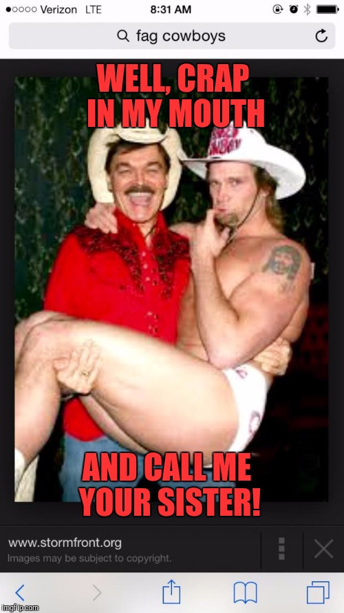 Cowboys | WELL, CRAP IN MY MOUTH; AND CALL ME YOUR SISTER! | image tagged in cowboys | made w/ Imgflip meme maker