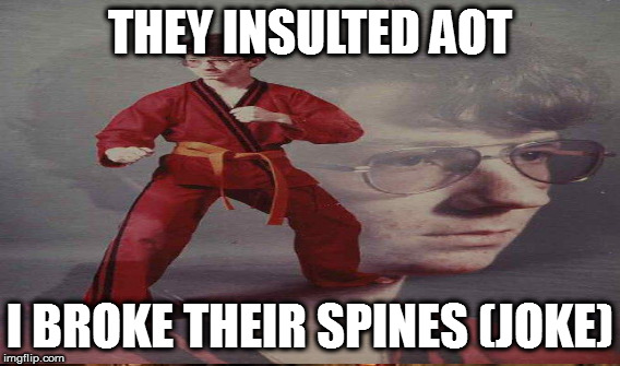 THEY INSULTED AOT I BROKE THEIR SPINES (JOKE) | made w/ Imgflip meme maker