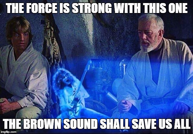 Obi Wan and Eddie Van Halen | THE FORCE IS STRONG WITH THIS ONE; THE BROWN SOUND SHALL SAVE US ALL | image tagged in obi wan and eddie van halen | made w/ Imgflip meme maker