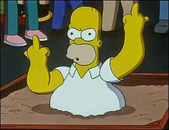 Homer Flipping the Bird Blank Meme Template