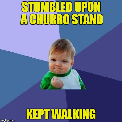 Success Kid Meme | STUMBLED UPON A CHURRO STAND; KEPT WALKING | image tagged in memes,success kid | made w/ Imgflip meme maker