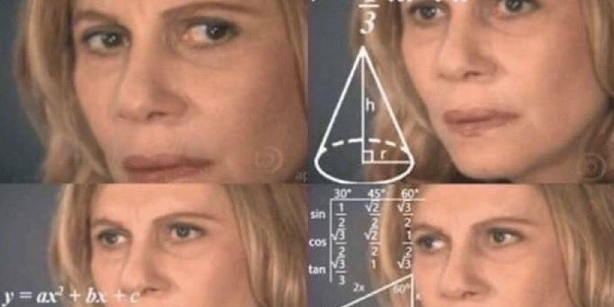 High Quality Confused Math Lady Blank Meme Template
