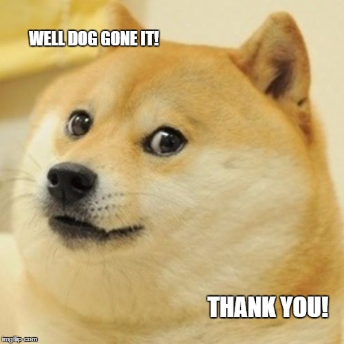 Doge Meme | WELL DOG GONE IT! THANK YOU! | image tagged in memes,doge | made w/ Imgflip meme maker