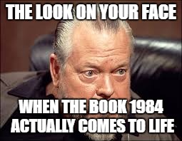 THE LOOK ON YOUR FACE; WHEN THE BOOK 1984 ACTUALLY COMES TO LIFE | image tagged in social media | made w/ Imgflip meme maker