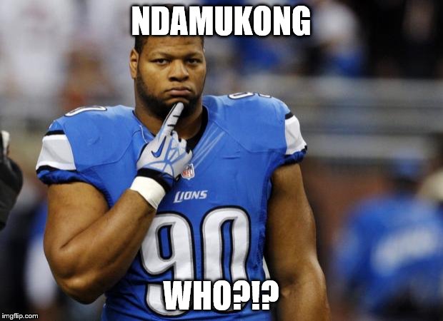 Suh | NDAMUKONG; WHO?!? | image tagged in suh | made w/ Imgflip meme maker