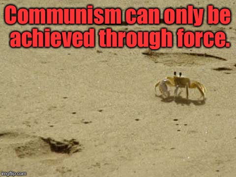 Little Acknowledged Fact Crab | Communism can only be achieved through force. | image tagged in little acknowledged fact crab | made w/ Imgflip meme maker