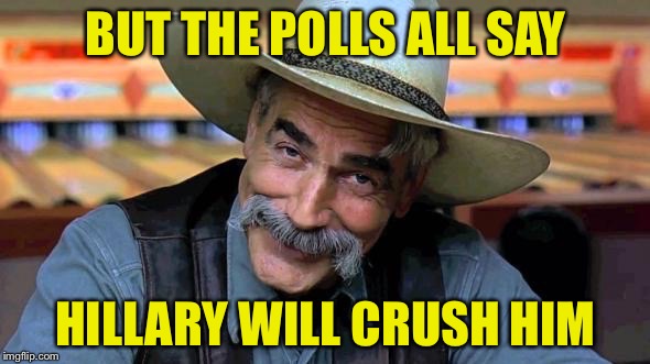 BUT THE POLLS ALL SAY HILLARY WILL CRUSH HIM | made w/ Imgflip meme maker