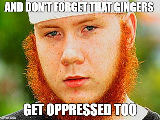 AND DON'T FORGET THAT GINGERS GET OPPRESSED TOO | made w/ Imgflip meme maker