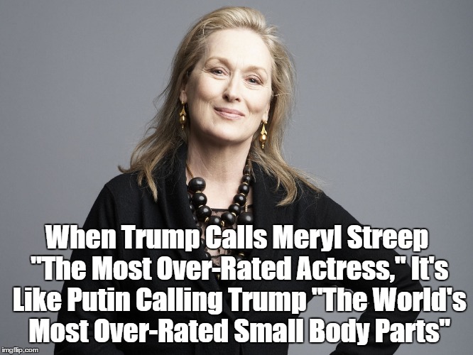 When Trump Calls Meryl Streep "The Most Over-Rated Actress," It's Like Putin Calling Trump "The World's Most Over-Rated Small Body Parts" | made w/ Imgflip meme maker