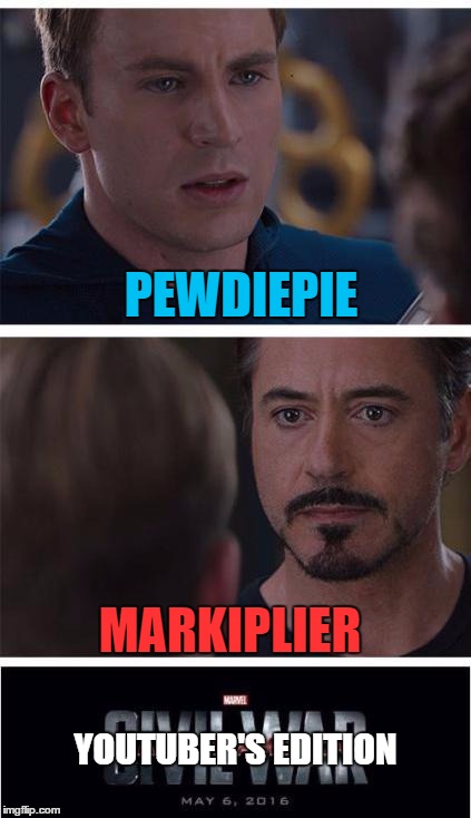 Marvel Civil War 1 Meme | PEWDIEPIE; MARKIPLIER; YOUTUBER'S EDITION | image tagged in memes,marvel civil war 1 | made w/ Imgflip meme maker