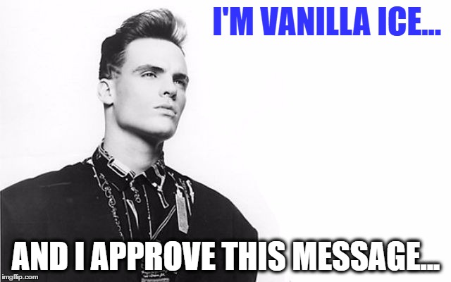 I'M VANILLA ICE... AND I APPROVE THIS MESSAGE... | image tagged in vanilla ice | made w/ Imgflip meme maker