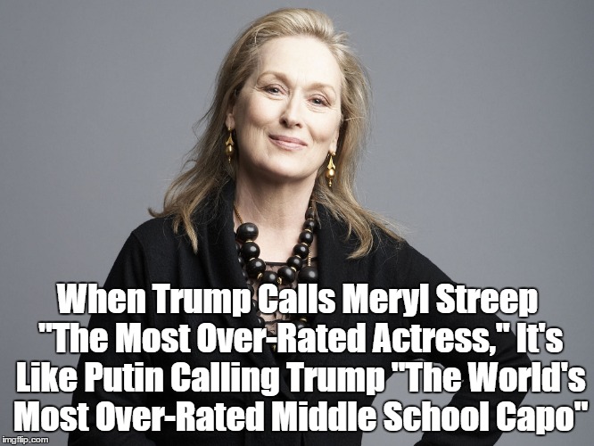 When Trump Calls Meryl Streep "The Most Over-Rated Actress," It's Like Putin Calling Trump "The World's Most Over-Rated Middle School Capo" | made w/ Imgflip meme maker