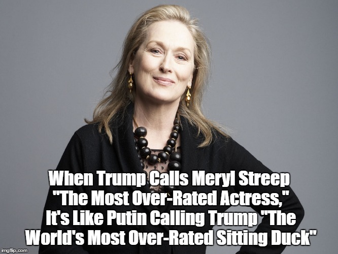 When Trump Calls Meryl Streep "The Most Over-Rated Actress," It's Like Putin Calling Trump "The World's Most Over-Rated Sitting Duck" | made w/ Imgflip meme maker