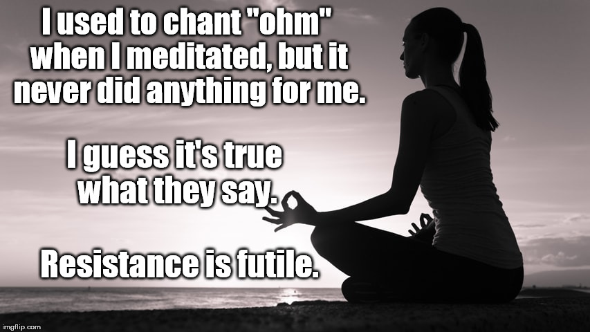 This pun is revolting! | I used to chant "ohm" when I meditated, but it never did anything for me. I guess it's true what they say. Resistance is futile. | image tagged in ohm,puns,bad puns,meditation | made w/ Imgflip meme maker