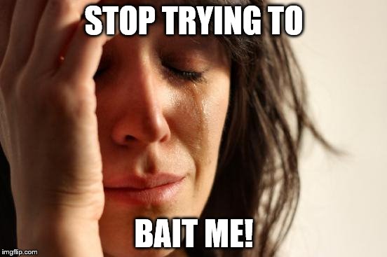 First World Problems Meme | STOP TRYING TO; BAIT ME! | image tagged in memes,first world problems | made w/ Imgflip meme maker