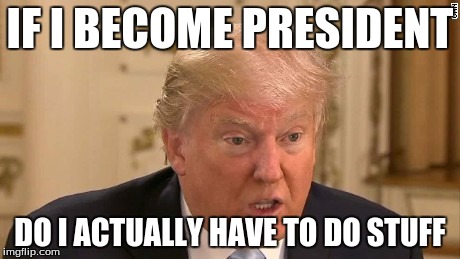 Trump Stupid Face | IF I BECOME PRESIDENT; DO I ACTUALLY HAVE TO DO STUFF | image tagged in trump stupid face | made w/ Imgflip meme maker