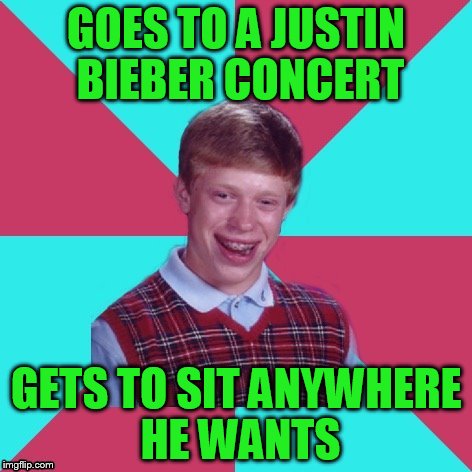 GOES TO A JUSTIN BIEBER CONCERT GETS TO SIT ANYWHERE HE WANTS | made w/ Imgflip meme maker