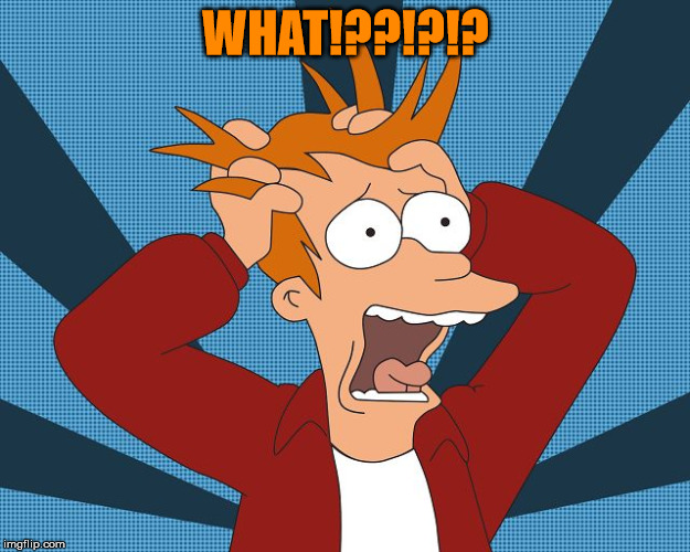 Fry Losing His Mind | WHAT!??!?!? | image tagged in fry losing his mind | made w/ Imgflip meme maker