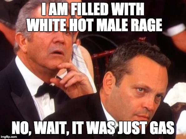 grouchy mel and vince | I AM FILLED WITH WHITE HOT MALE RAGE; NO, WAIT, IT WAS JUST GAS | image tagged in grouchy mel and vince | made w/ Imgflip meme maker