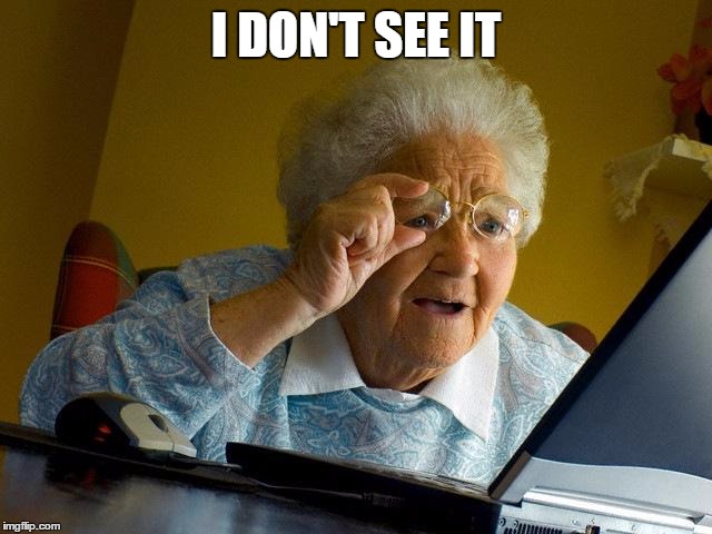Grandma Finds The Internet Meme | I DON'T SEE IT | image tagged in memes,grandma finds the internet | made w/ Imgflip meme maker