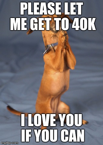 Begging dog | PLEASE LET ME GET TO 40K; I LOVE YOU IF YOU CAN | image tagged in begging dog | made w/ Imgflip meme maker