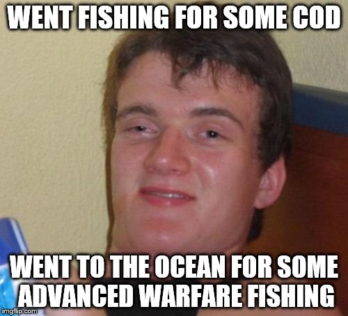 10 Guy Meme | WENT FISHING FOR SOME COD; WENT TO THE OCEAN FOR SOME ADVANCED WARFARE FISHING | image tagged in memes,10 guy | made w/ Imgflip meme maker