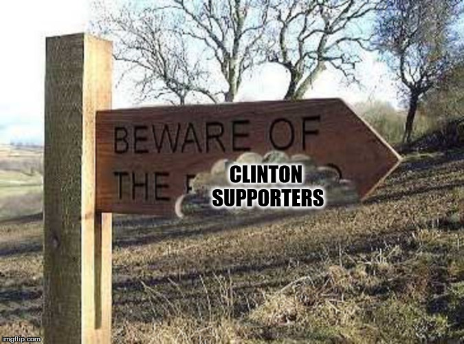 Beware of the Blank | CLINTON SUPPORTERS | image tagged in beware of the blank | made w/ Imgflip meme maker