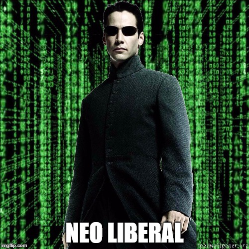 Typical Neo Liberal | NEO LIBERAL | image tagged in neo-liberal,neo liberal,neoliberal,matrix,keanu reeves,politics | made w/ Imgflip meme maker