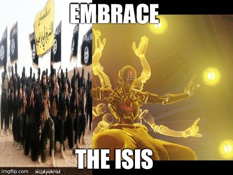 Zenyatta | EMBRACE; THE ISIS | image tagged in zenyatta | made w/ Imgflip meme maker