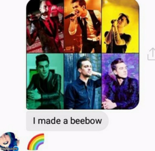 Beebow | image tagged in brendon urie,panic at the disco,rainbow | made w/ Imgflip meme maker