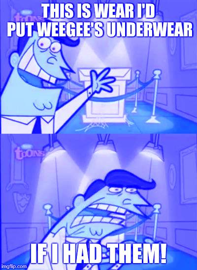 Fairly odd parents | THIS IS WEAR I'D PUT WEEGEE'S UNDERWEAR; IF I HAD THEM! | image tagged in fairly odd parents | made w/ Imgflip meme maker