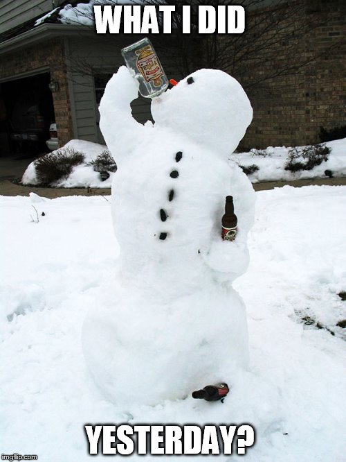 drunk frosty 2 |  WHAT I DID; YESTERDAY? | image tagged in drunk frosty 2 | made w/ Imgflip meme maker