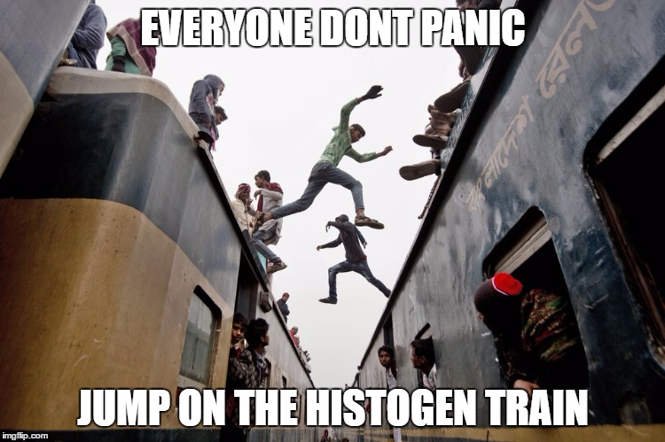 EVERYONE DONT PANIC; JUMP ON THE HISTOGEN TRAIN | made w/ Imgflip meme maker