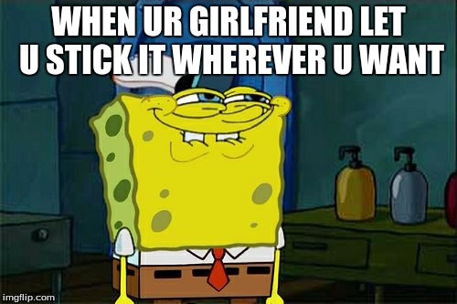 Don't You Squidward Meme | WHEN UR GIRLFRIEND LET U STICK IT WHEREVER U WANT | image tagged in memes,dont you squidward | made w/ Imgflip meme maker