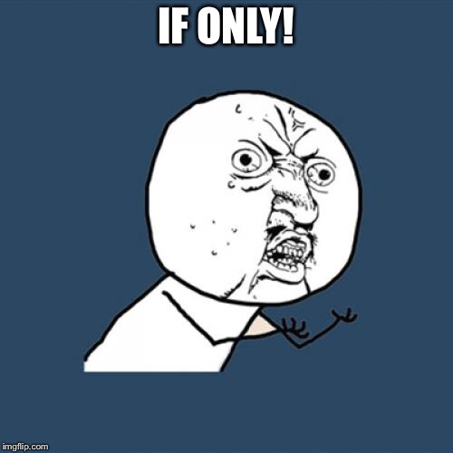 Y U No Meme | IF ONLY! | image tagged in memes,y u no | made w/ Imgflip meme maker