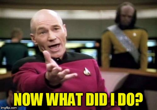 Picard Wtf Meme | NOW WHAT DID I DO? | image tagged in memes,picard wtf | made w/ Imgflip meme maker