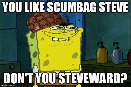 Don't You Squidward | YOU LIKE SCUMBAG STEVE; DON'T YOU STEVEWARD? | image tagged in memes,dont you squidward,scumbag | made w/ Imgflip meme maker