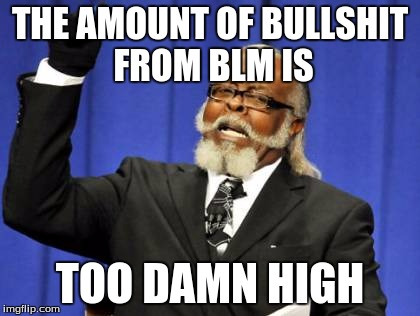 Too Damn High Meme | THE AMOUNT OF BULLSHIT FROM BLM IS TOO DAMN HIGH | image tagged in memes,too damn high | made w/ Imgflip meme maker