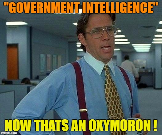 That Would Be Great Meme | "GOVERNMENT INTELLIGENCE"; NOW THATS AN OXYMORON ! | image tagged in memes,that would be great | made w/ Imgflip meme maker