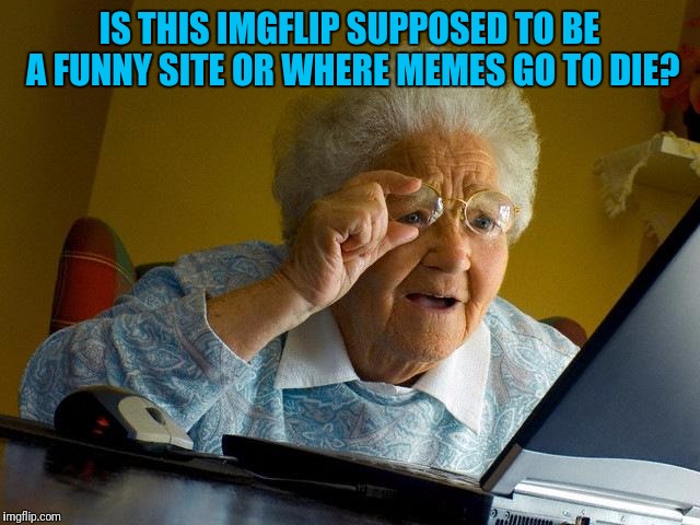Grandma Finds The Internet | IS THIS IMGFLIP SUPPOSED TO BE A FUNNY SITE OR WHERE MEMES GO TO DIE? | image tagged in memes,grandma finds the internet | made w/ Imgflip meme maker