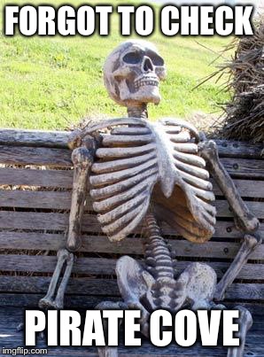 Waiting Skeleton Meme | FORGOT TO CHECK PIRATE COVE | image tagged in memes,waiting skeleton | made w/ Imgflip meme maker