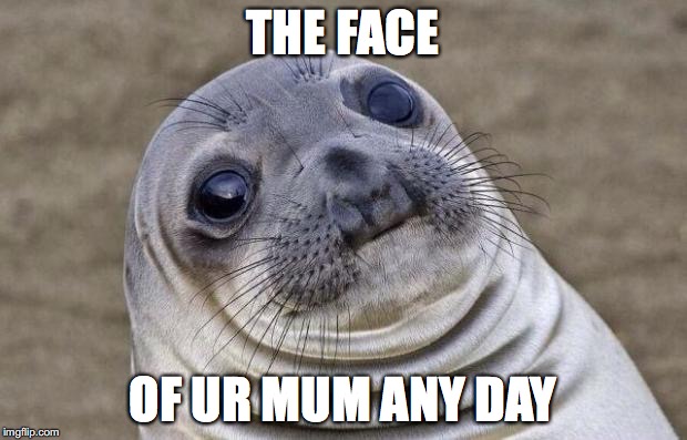 Awkward Moment Sealion Meme | THE FACE; OF UR MUM ANY DAY | image tagged in memes,awkward moment sealion | made w/ Imgflip meme maker