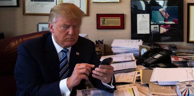 High Quality Trump on Phone Blank Meme Template