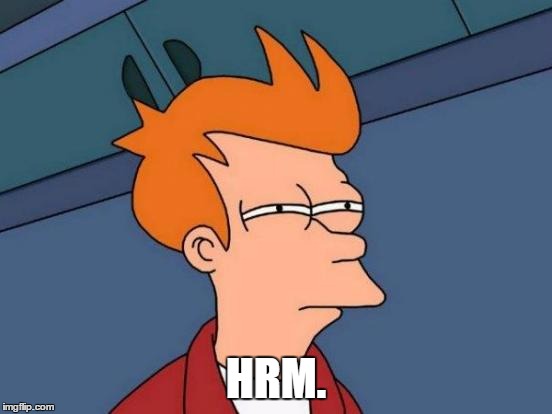 Futurama Fry Meme | HRM. | image tagged in memes,futurama fry | made w/ Imgflip meme maker