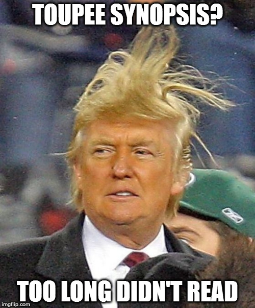 Donald Trumph hair | TOUPEE SYNOPSIS? TOO LONG DIDN'T READ | image tagged in donald trumph hair | made w/ Imgflip meme maker