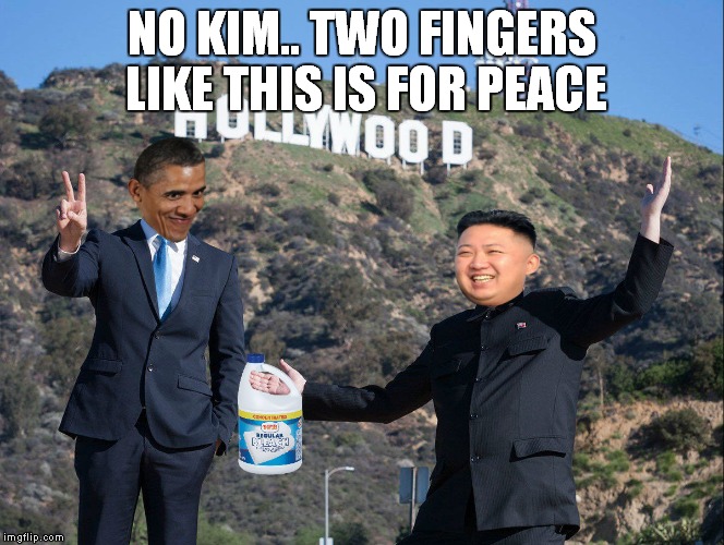 NO KIM.. TWO FINGERS LIKE THIS IS FOR PEACE | made w/ Imgflip meme maker
